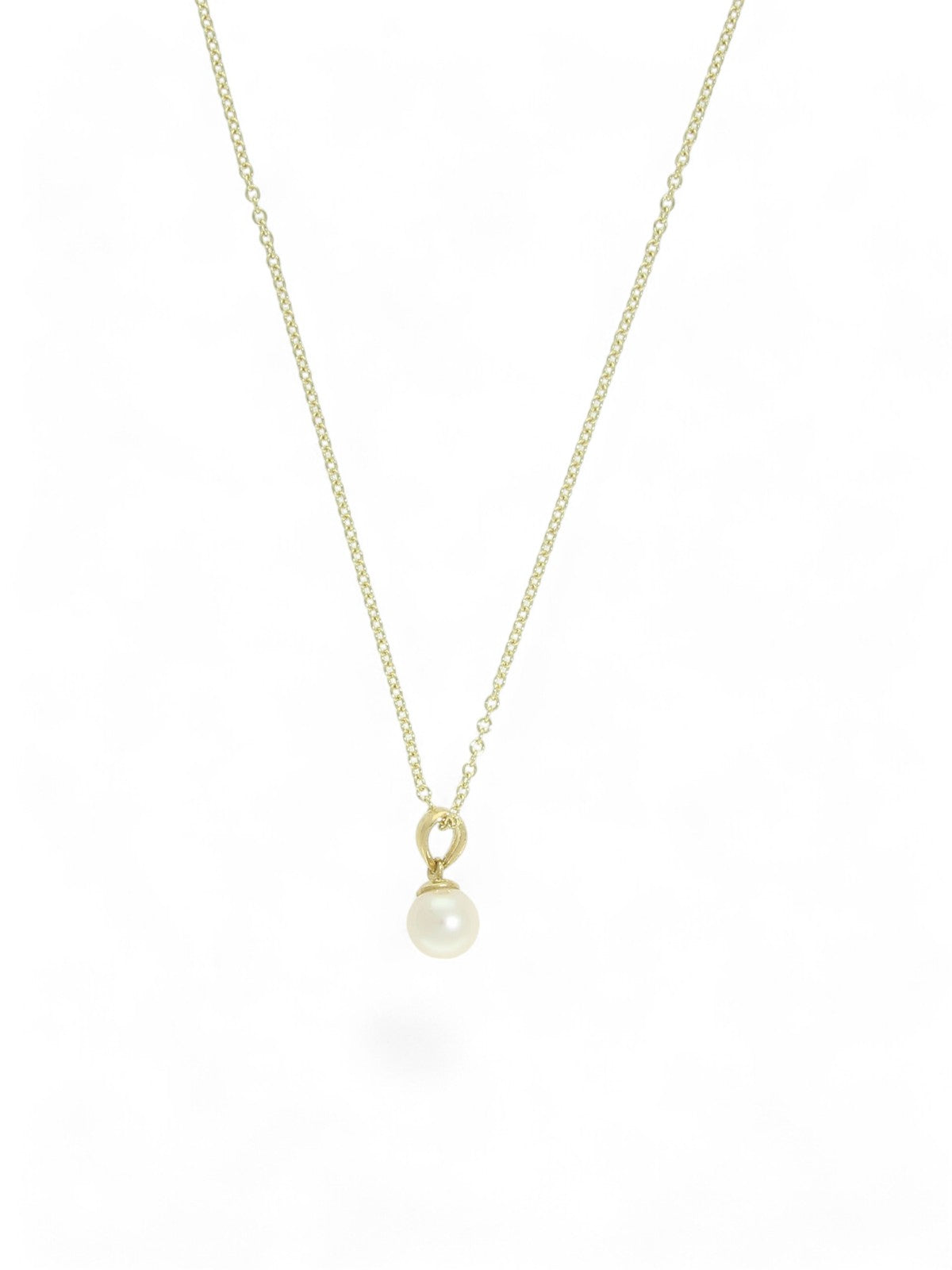 White Cultured Pearl Pendant Necklace 6mm in 9ct Yellow Gold