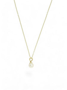 White Cultured Pearl Pendant Necklace 6mm in 9ct Yellow Gold