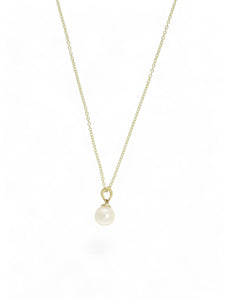 White Cultured Pearl Pendant Necklace 7mm in 9ct Yellow Gold