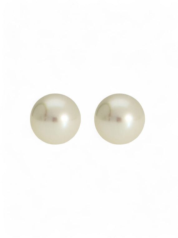 White Cultured Pearl Stud Earrings 7mm in 9ct Yellow Gold