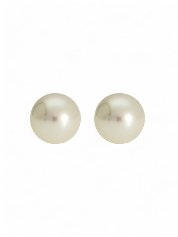 White Cultured Pearl Stud Earrings 7mm in 9ct Yellow Gold