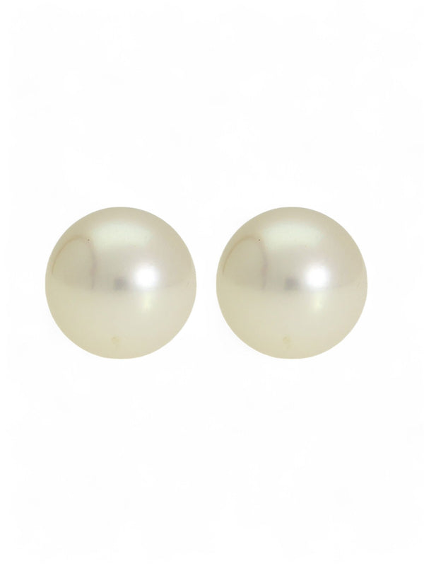 SALE White Cultured Pearl Stud Earrings 9mm in 9ct Yellow Gold