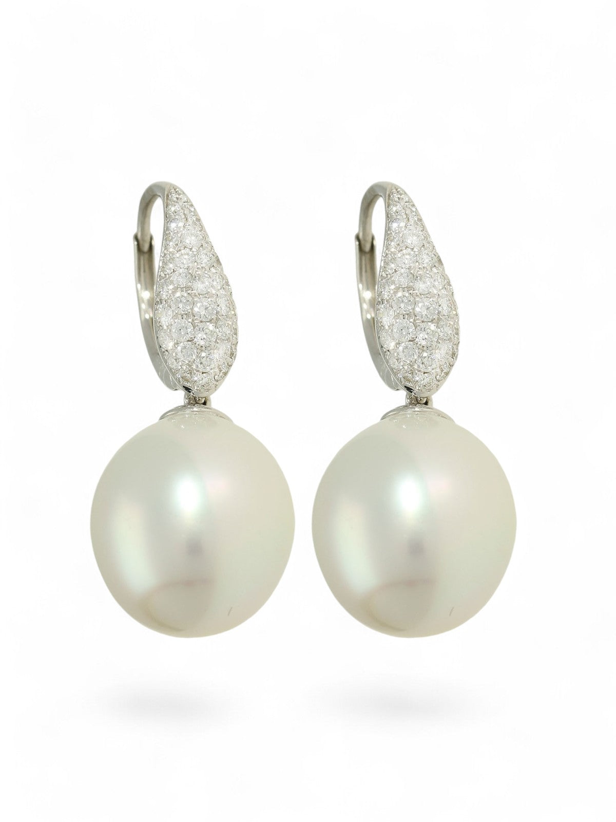 Pearl and Diamond Drop Earrings in 18ct White Gold