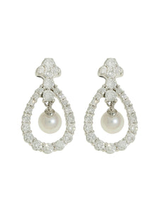 Akoya Pearl and Diamond Stud Earrings in 18ct White Gold