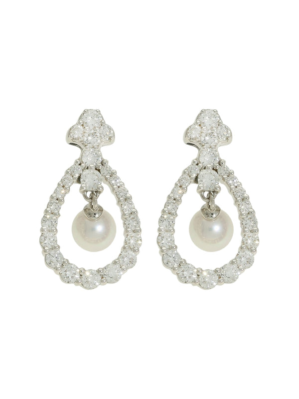 Akoya Pearl and Diamond Stud Earrings in 18ct White Gold