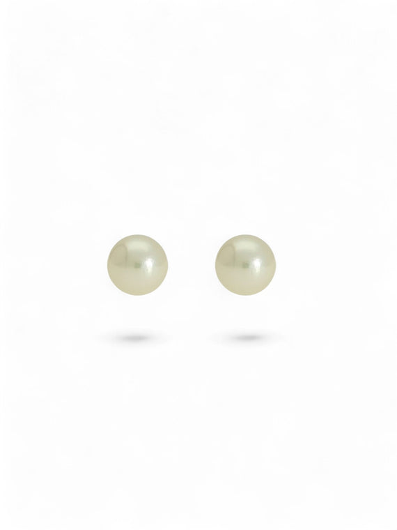 White Cultured Pearl Stud Earrings 4mm in 9ct Yellow Gold