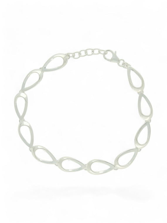 Open Teardrop Link Bracelet in Silver