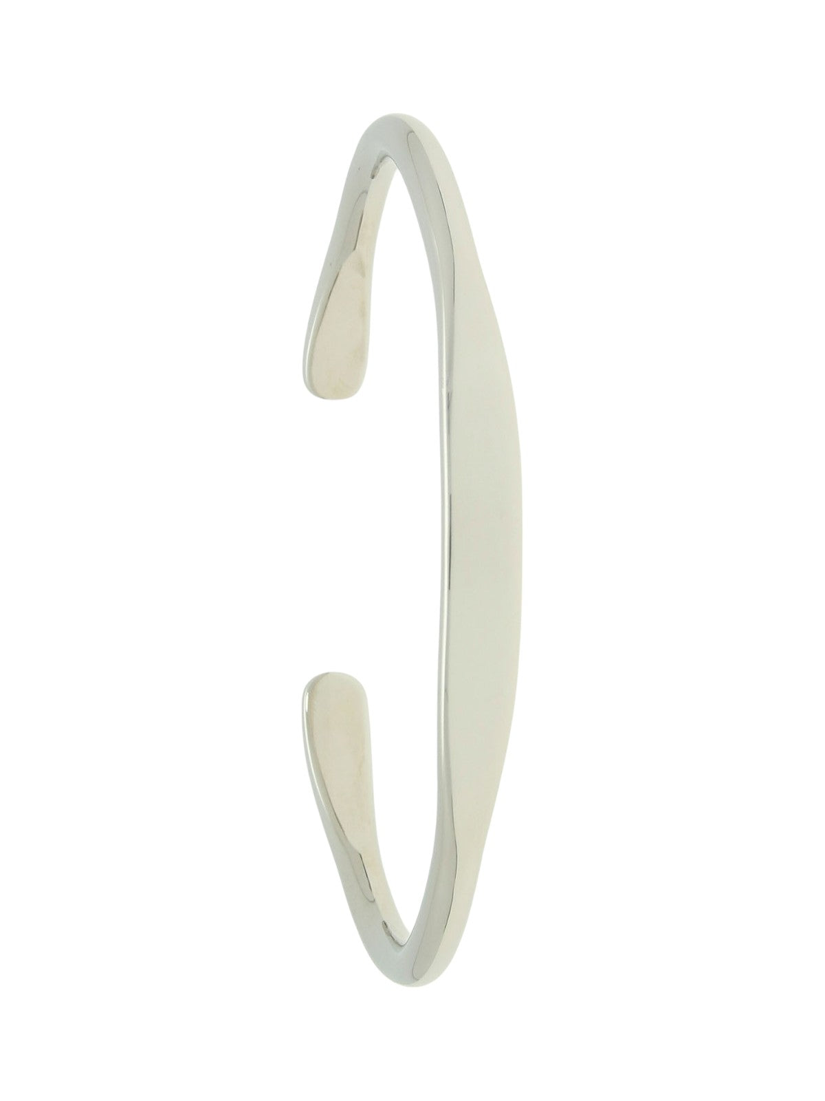 Tapered Torque-Style Open Bangle in Silver Rhodium Plating