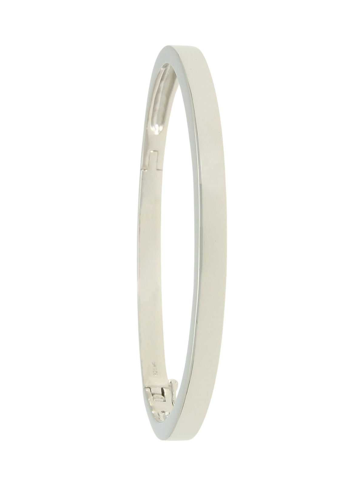 Polished Flat Solid Hinged Bangle in Silver