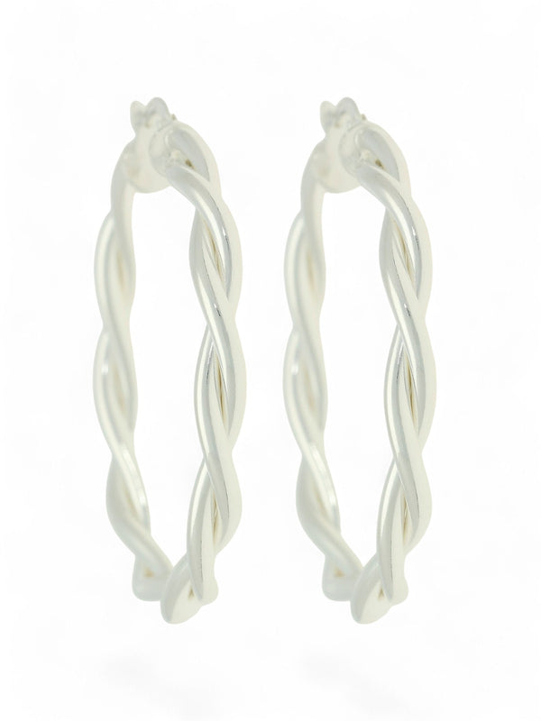 Two-Row Twist Hoop Earrings in Silver