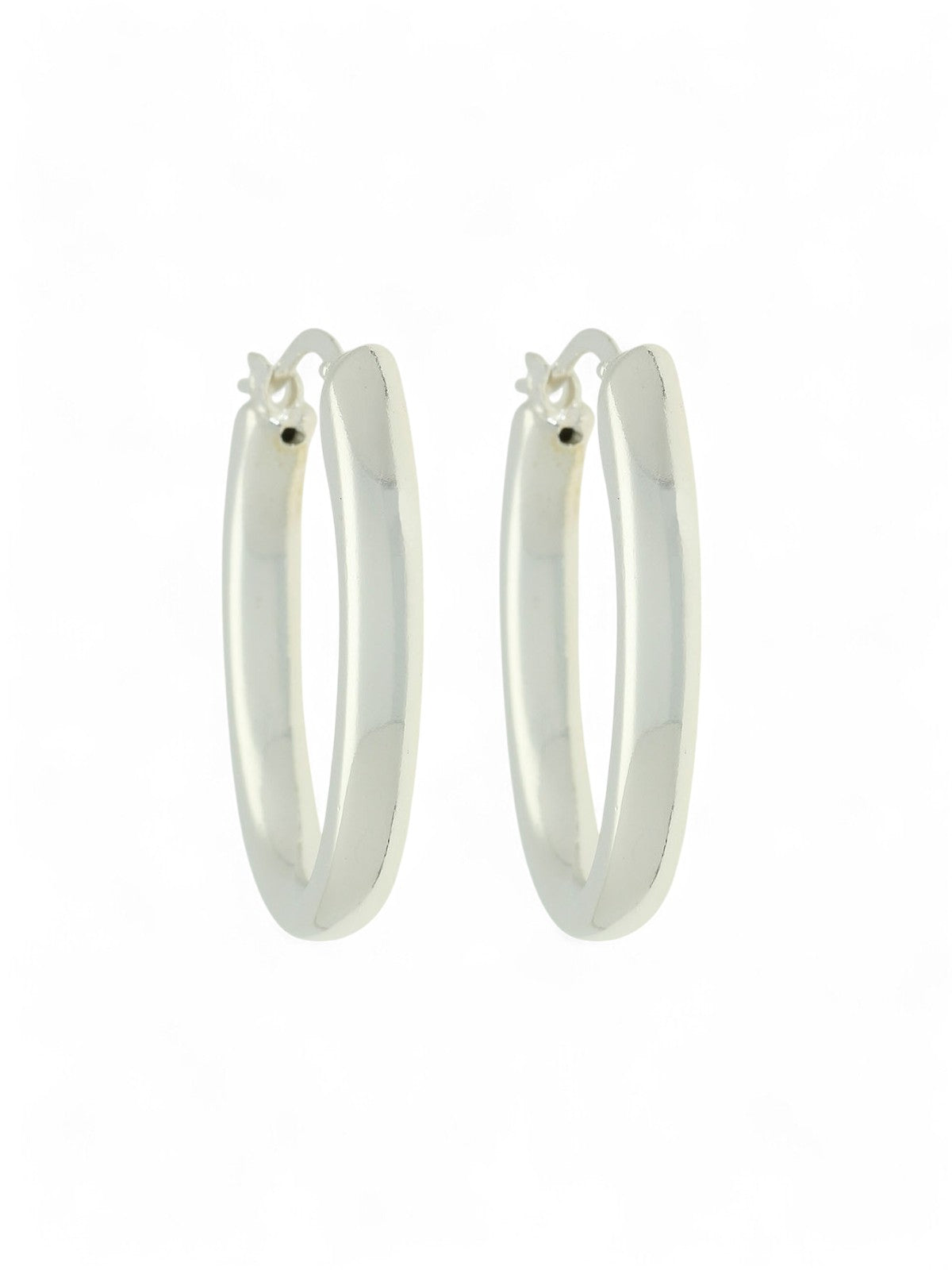 Fancy Oval Hoop Earrings in Silver