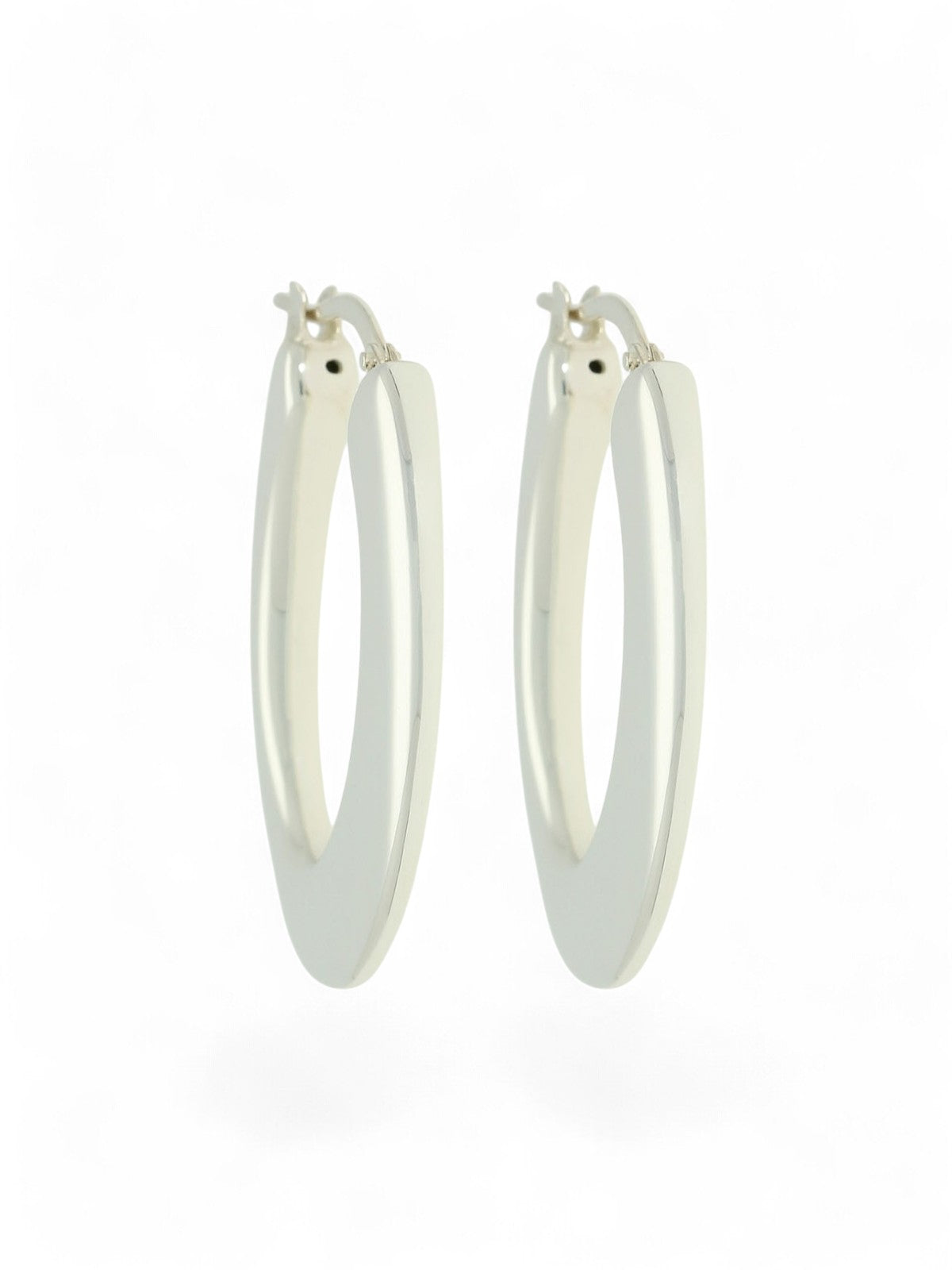 Polished Oval Hoop Earrings in Silver