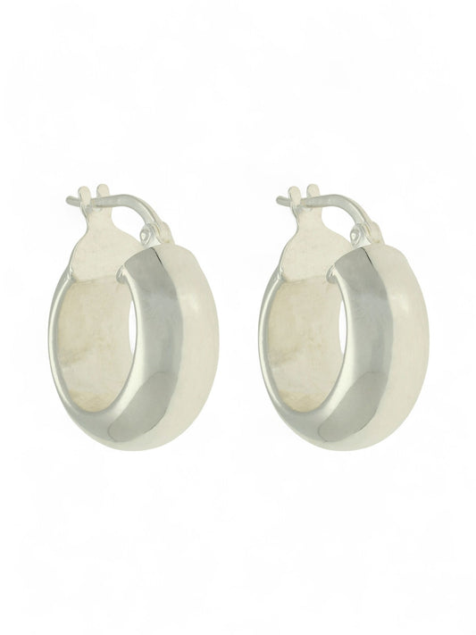 Silver Round D-Shape Hoop Earrings