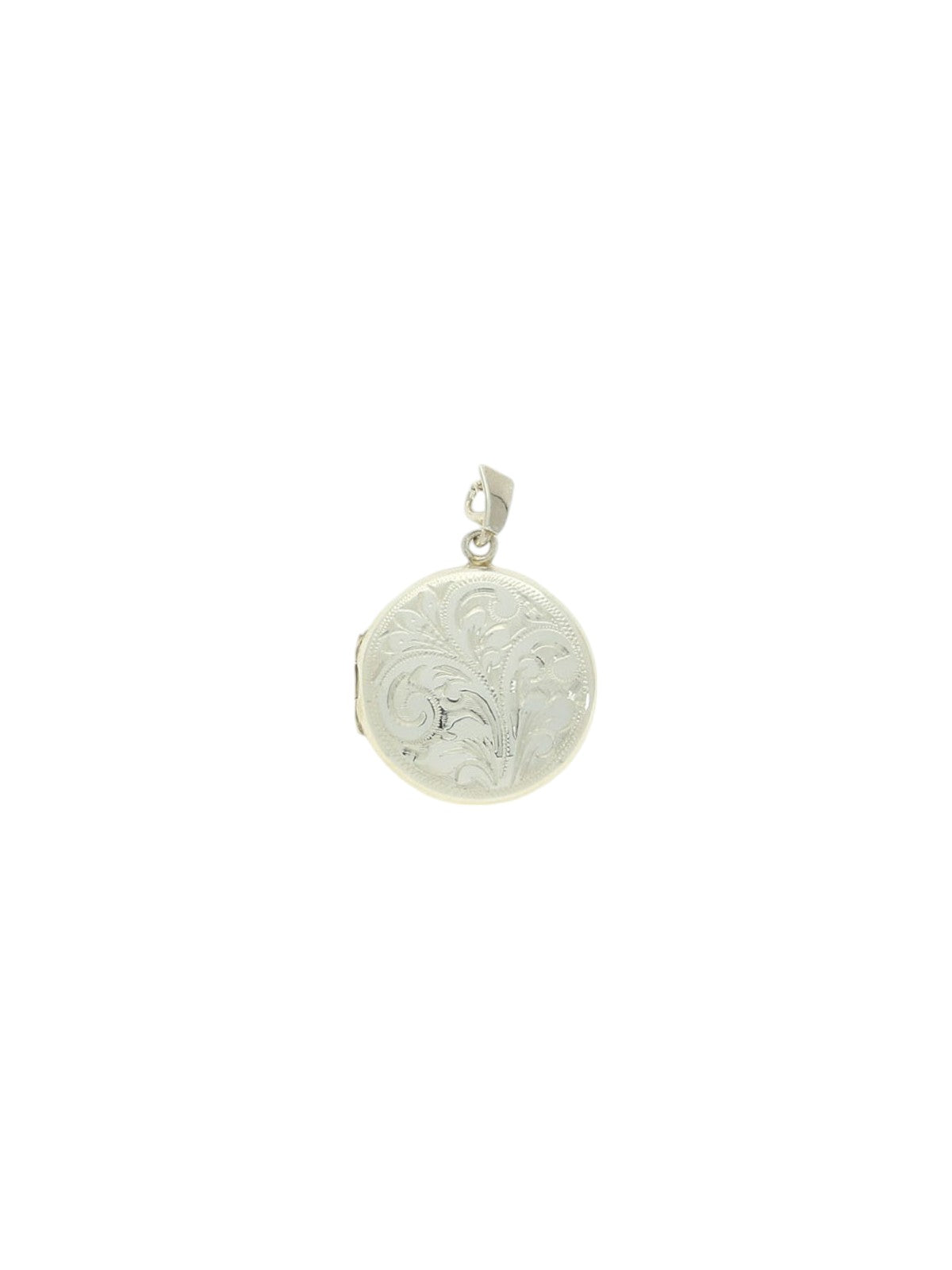 Engraved Circular Locket in Silver