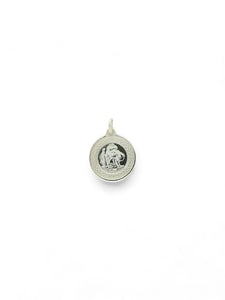 Circular Cross Hatch Edge St Christopher Pendant in Silver