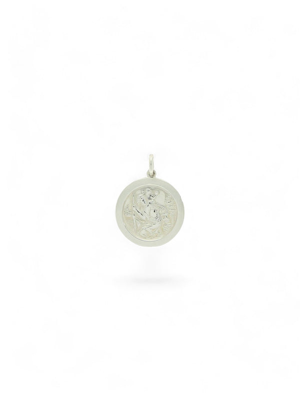 Circular St Christopher Pendant in Silver