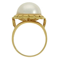 Pre Owned Mabe Pearl Dress Ring in Yellow Gold