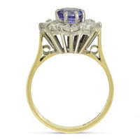 Pre Owned Tanzanite & Diamond Cluster Ring in 18ct Yellow & White Gold