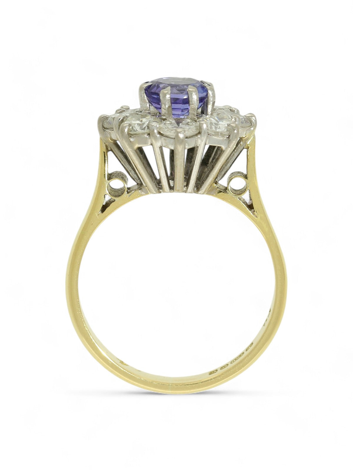 Pre Owned Tanzanite & Diamond Cluster Ring in 18ct Yellow & White Gold