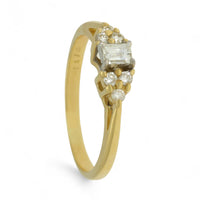 SALE Pre Owned Diamond Emerald Cut Solitaire Ring in 18ct Yellow Gold