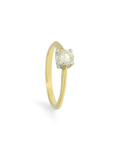 Pre Owned Diamond Solitaire Ring in 18ct Yellow Gold and Platinum