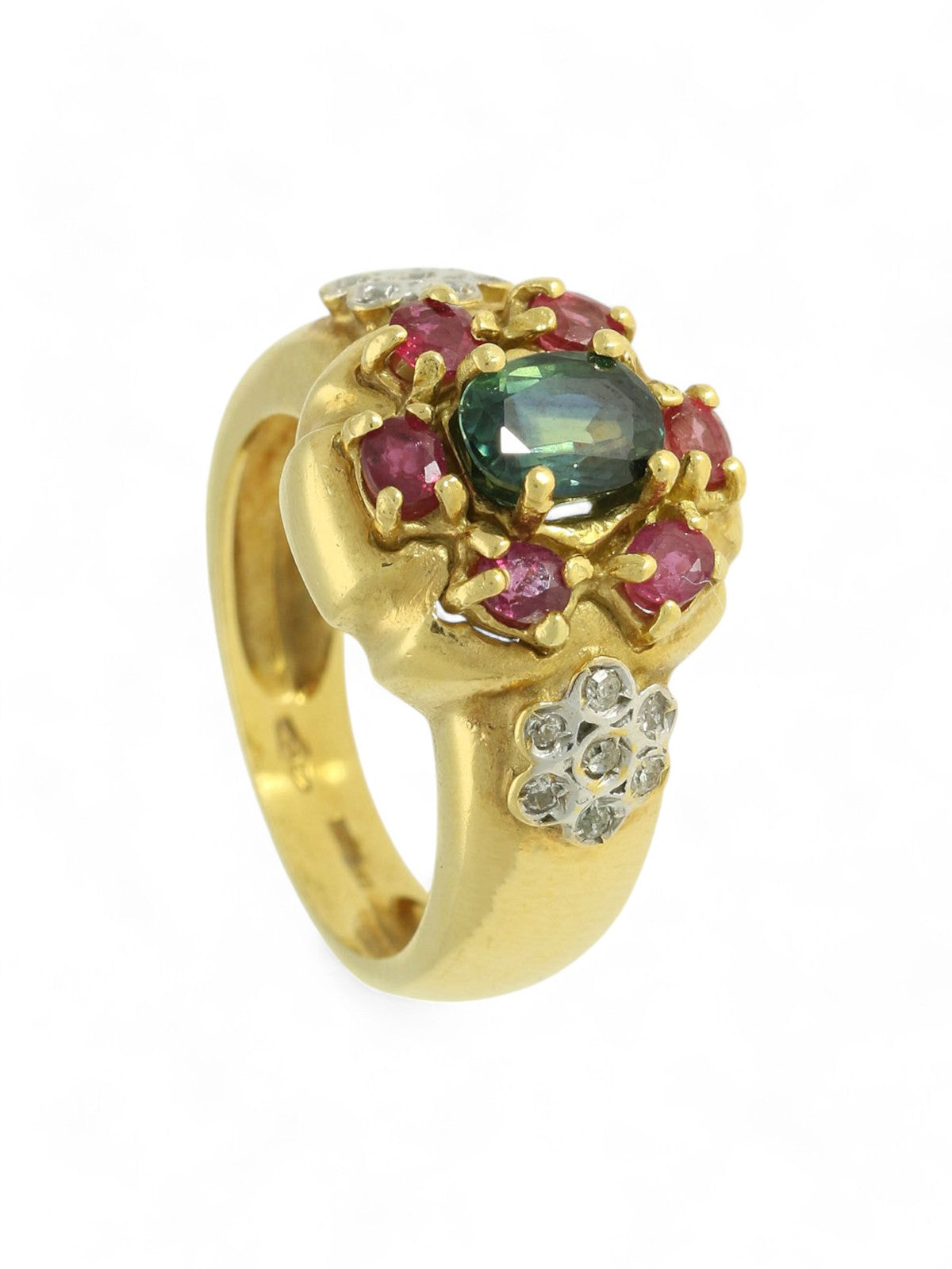 Pre Owned Multi Stone Set Cluster Ring in 18ct Yellow Gold