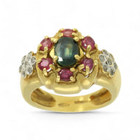 Pre Owned Multi Stone Set Cluster Ring in 18ct Yellow Gold