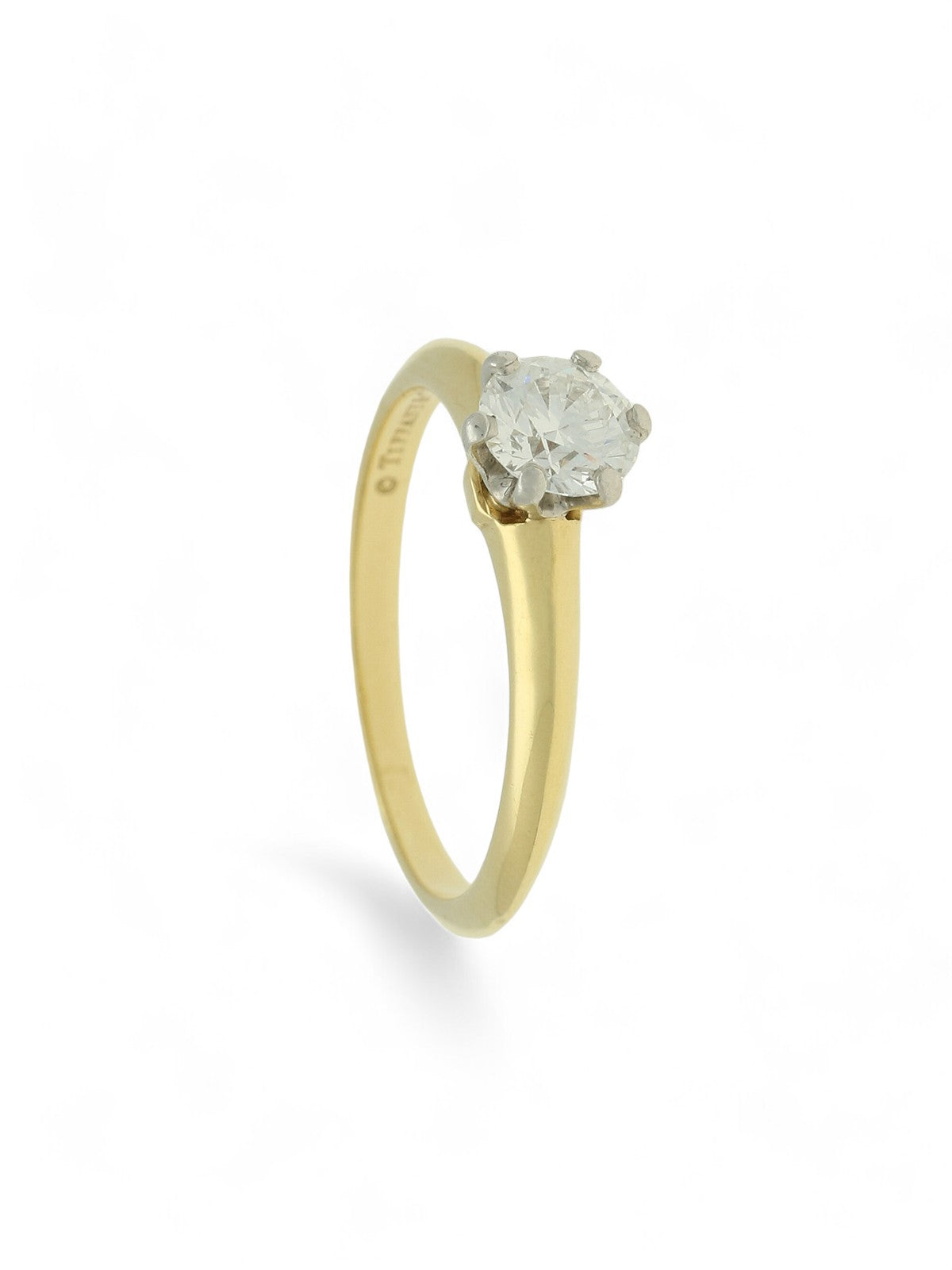 Pre Owned Tiffany Diamond Solitaire Ring in 18ct Yellow Gold & Platinum