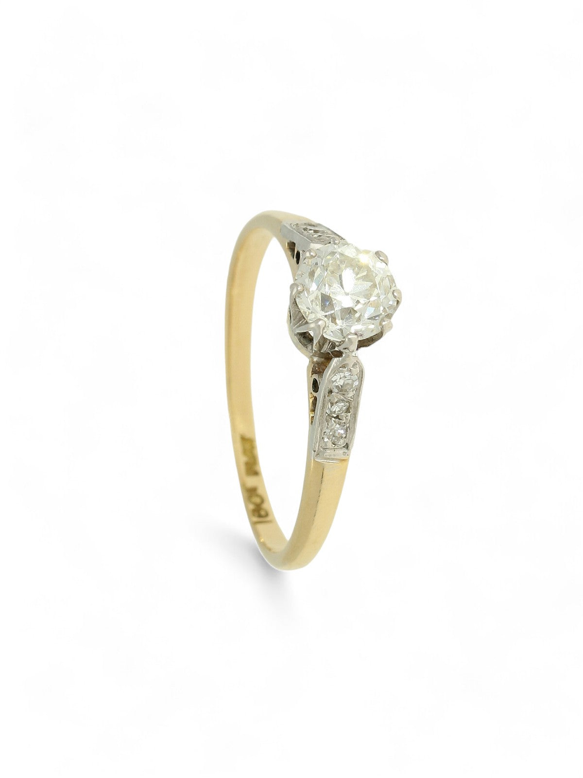 Pre Owned Diamond Solitaire Ring in 18ct Yellow Gold and Platinum