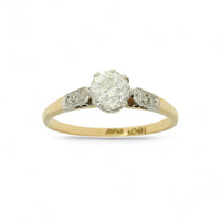 Pre Owned Diamond Solitaire Ring in 18ct Yellow Gold and Platinum