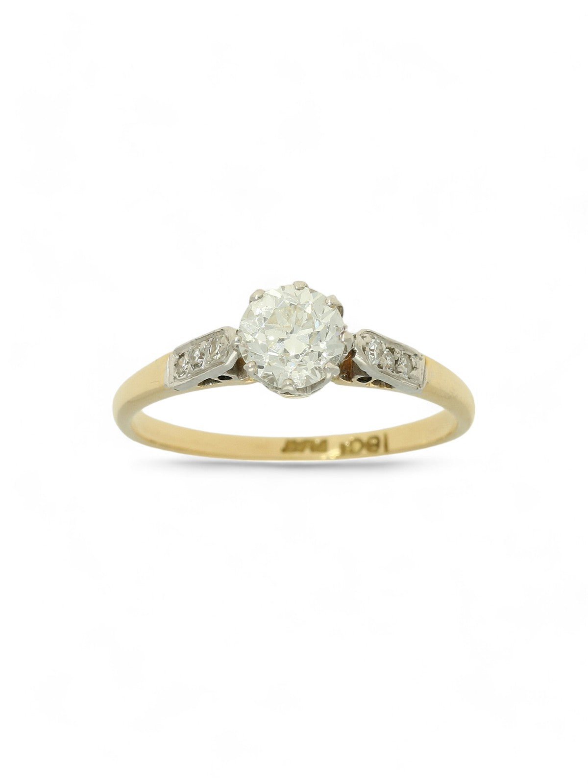 Pre Owned Diamond Solitaire Ring in 18ct Yellow Gold and Platinum