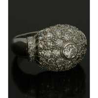 Pre Owned Diamond Set Dome Cluster Dress Ring in Non-Hallmarked White Metal