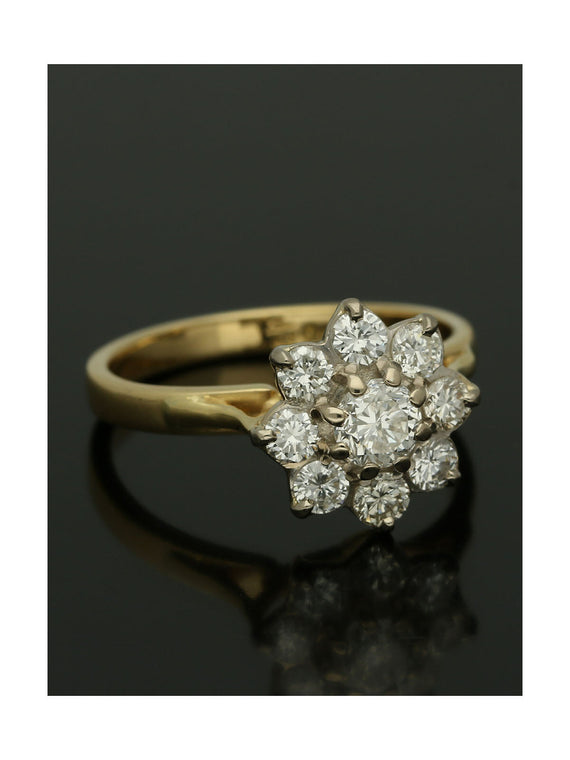 Pre Owned Diamond Flower Cluster Ring in 18ct Yellow Gold
