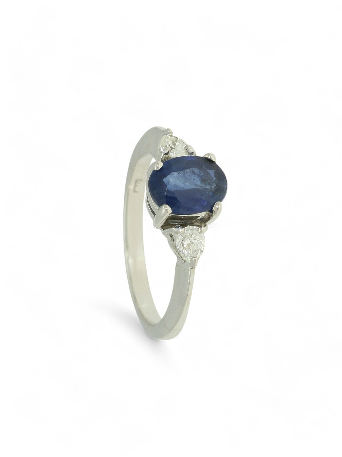 Pre Owned Sapphire & Diamond Three Stone Ring in 18ct White Gold