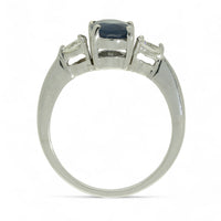 Pre Owned Sapphire & Diamond Three Stone Ring in 18ct White Gold