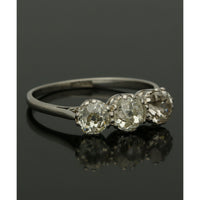 Pre Owned Diamond Old Cut Three Stone Ring in Platinum