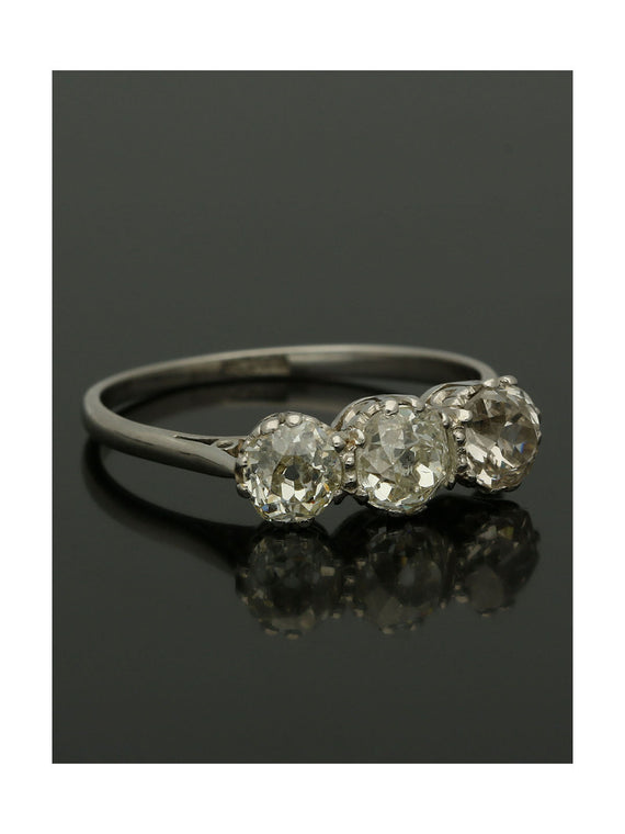 Pre Owned Diamond Old Cut Three Stone Ring in Platinum