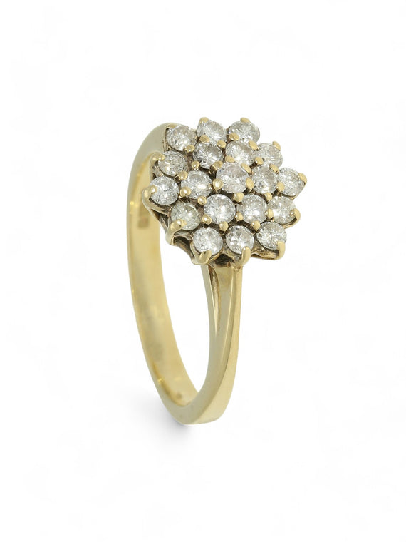 Pre Owned Diamond Flower Cluster Ring in 9ct Yellow Gold