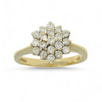 Pre Owned Diamond Flower Cluster Ring in 9ct Yellow Gold