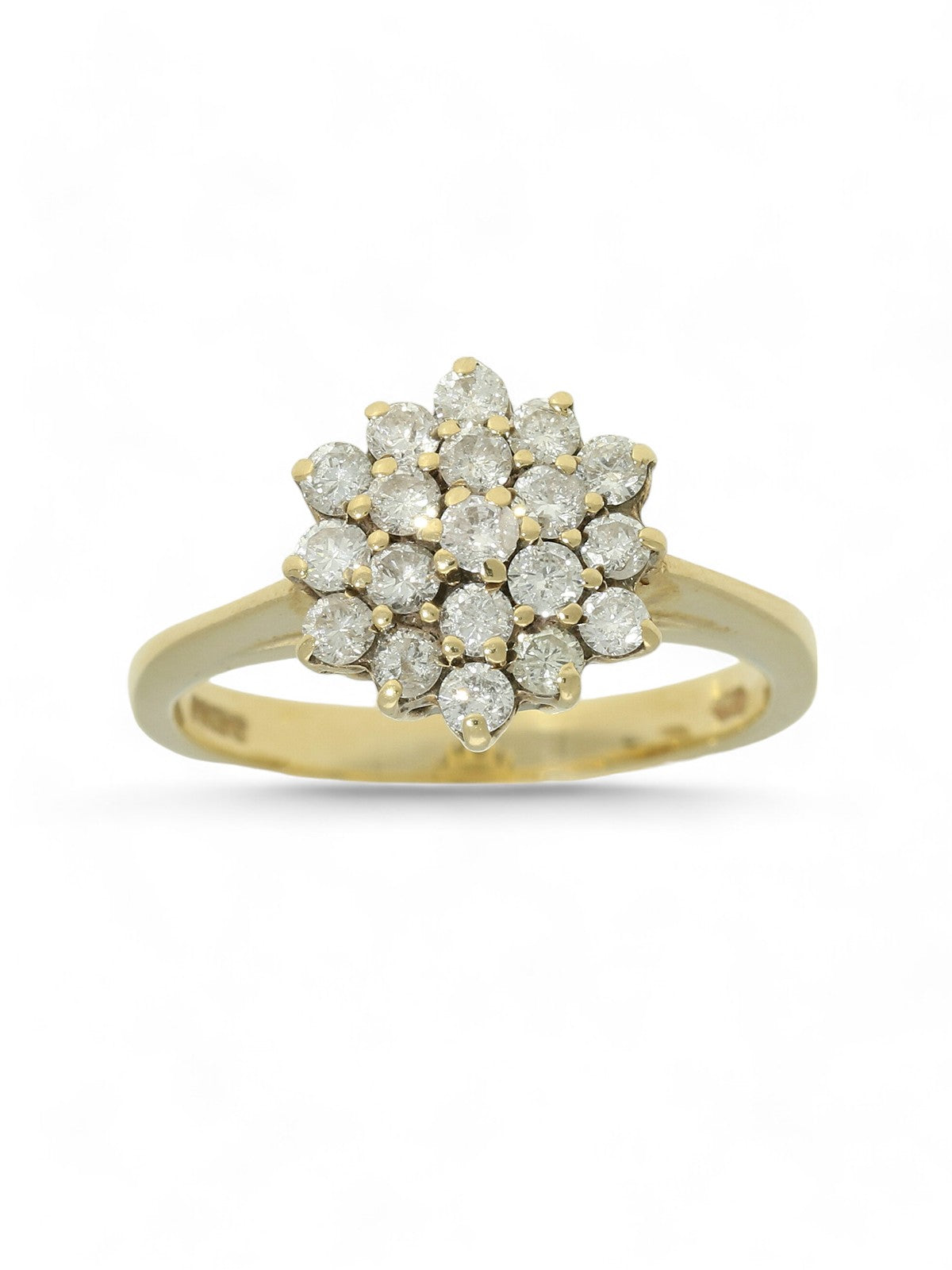 Pre Owned Diamond Flower Cluster Ring in 9ct Yellow Gold