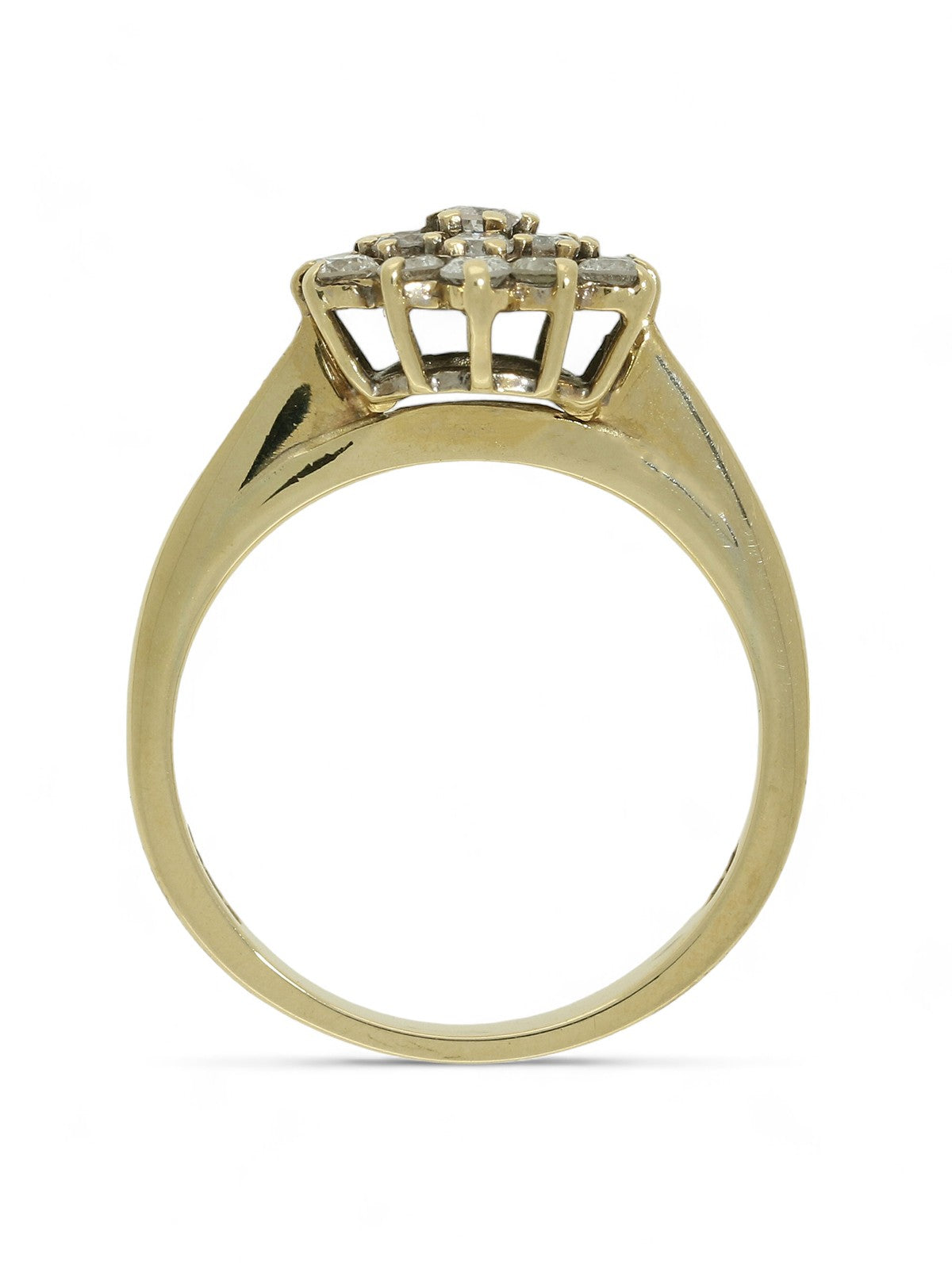 Pre Owned Diamond Flower Cluster Ring in 9ct Yellow Gold