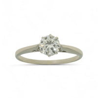 Pre Owned Diamond Round Brilliant Cut Solitaire Ring 0.50ct in Non-Hallmarked White Metal