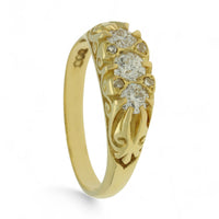 Pre Owned Diamond Old Cut Three Stone Ring in 18ct Yellow Gold