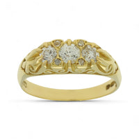 Pre Owned Diamond Old Cut Three Stone Ring in 18ct Yellow Gold