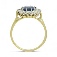 Pre Owned Sapphire & Diamond Cluster Ring in 18ct Yellow Gold