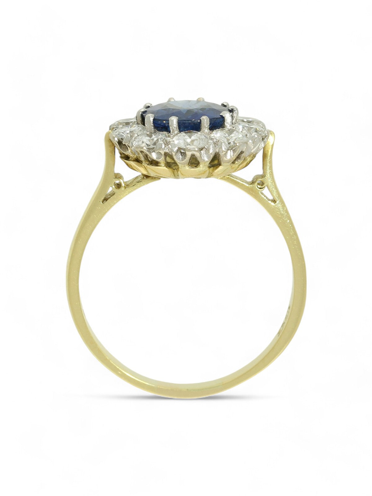 Pre Owned Sapphire & Diamond Cluster Ring in 18ct Yellow Gold