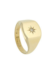 Pre Owned Diamond Signet Ring in 9ct Yellow Gold