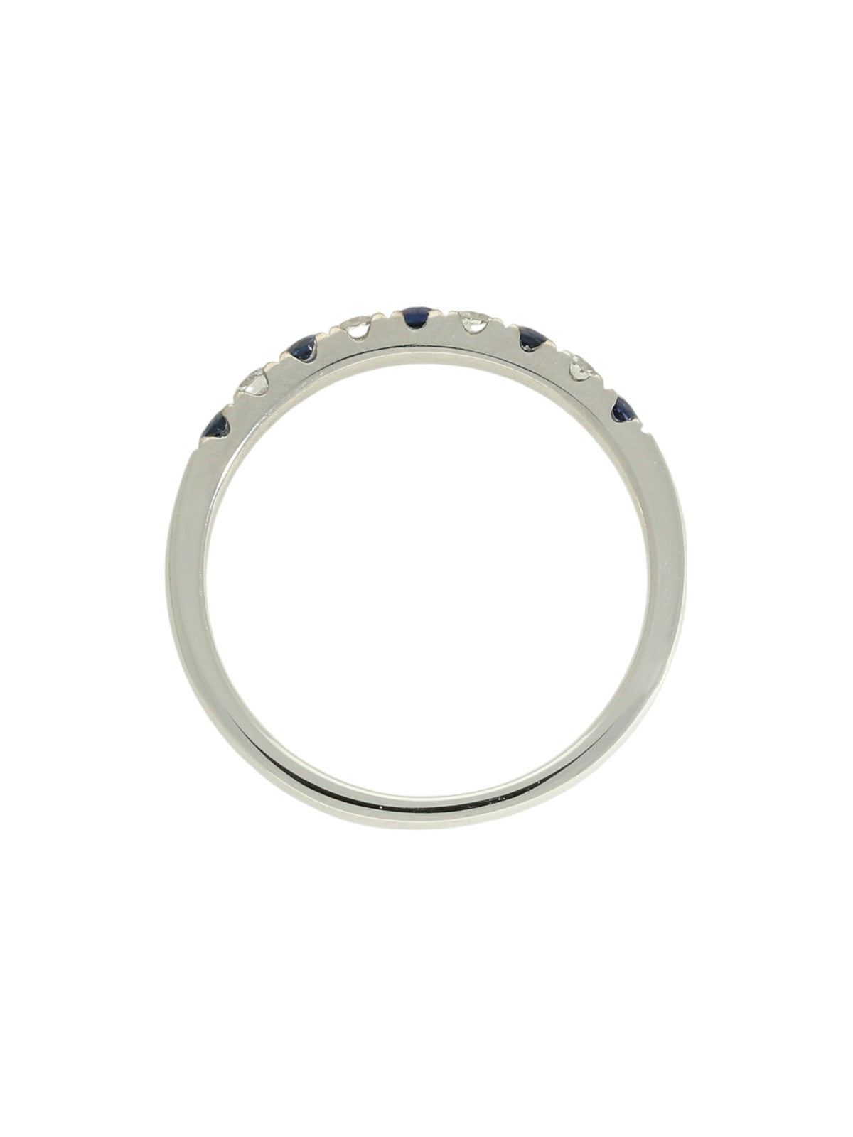 Pre Owned Sapphire & Diamond Half Eternity Ring in 18ct White Gold