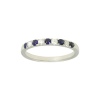 Pre Owned Sapphire & Diamond Half Eternity Ring in 18ct White Gold