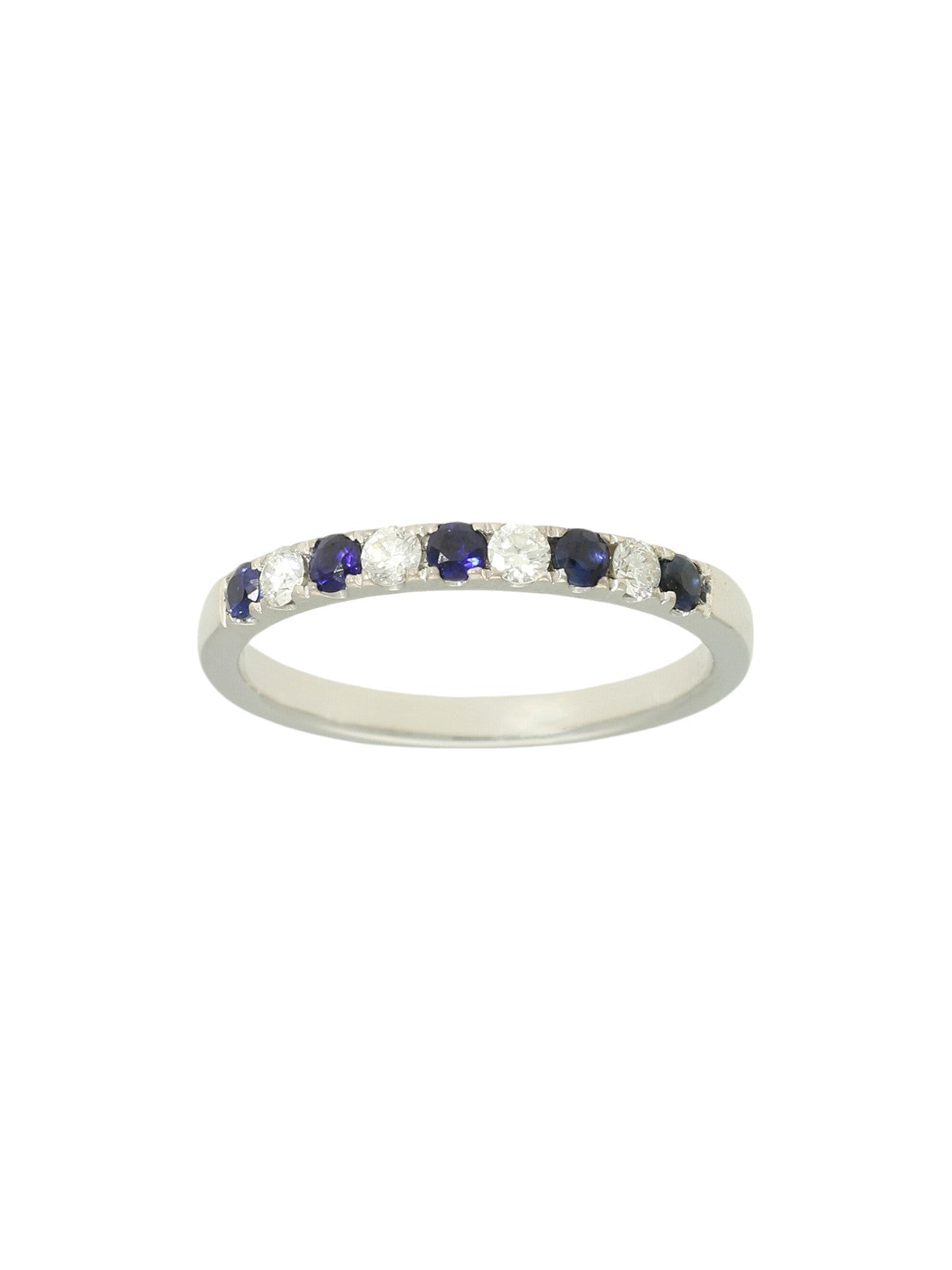 Pre Owned Sapphire & Diamond Half Eternity Ring in 18ct White Gold